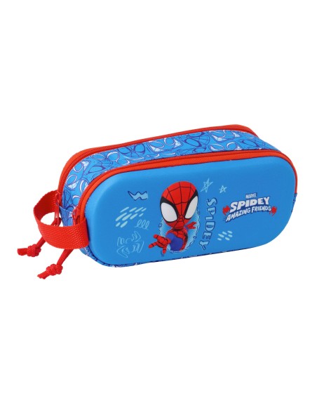 Trousse Fourre-Tout Double Spider-Man Rouge Blue marine 21 x 8 x 6 cm 3D