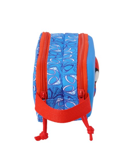 Trousse Fourre-Tout Double Spider-Man Rouge Blue marine 21 x 8 x 6 cm 3D