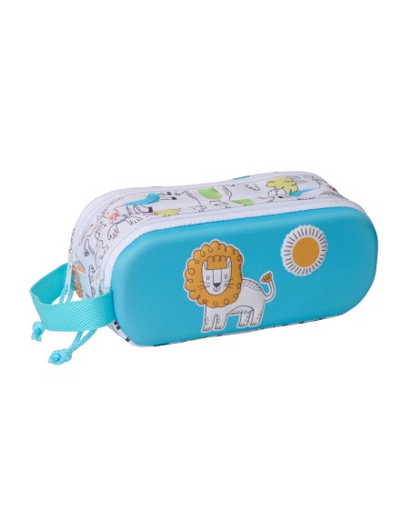 Trousse Fourre-Tout Double Safta Bleu Blanc 21 x 8 x 6 cm 3D