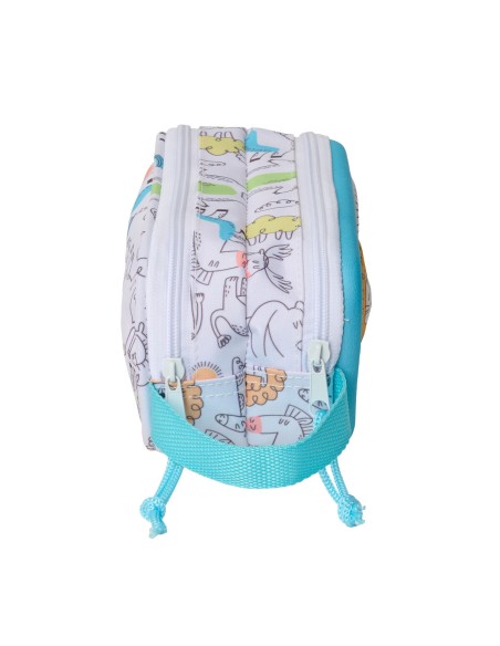 Trousse Fourre-Tout Double Safta Bleu Blanc 21 x 8 x 6 cm 3D