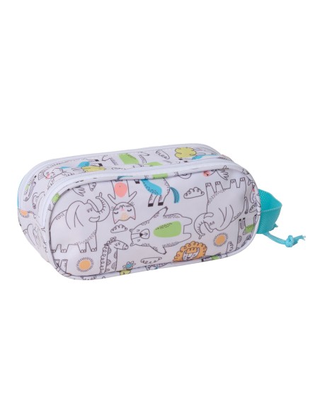 Trousse Fourre-Tout Double Safta Bleu Blanc 21 x 8 x 6 cm 3D