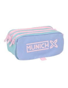 Trousse Fourre-Tout Triple Munich Mellow Bleu Rose Bleu ciel 21,5 x 10 x 8 cm