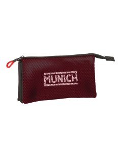 Trousse Fourre-Tout Triple Munich Vulcan Noir 22 x 12 x 3 cm