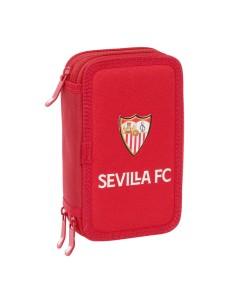 Pochette à crayons triple Sevilla Fútbol Club Rouge 12,5 x 19,5 x 5,5 cm 37 Pièces