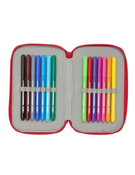 Pochette à crayons triple Sevilla Fútbol Club Rouge 12,5 x 19,5 x 5,5 cm 37 Pièces