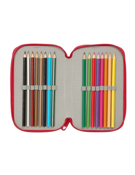 Pochette à crayons triple Sevilla Fútbol Club Rouge 12,5 x 19,5 x 5,5 cm 37 Pièces