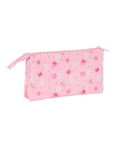Trousse Fourre-Tout Triple Minnie Mouse Baby Rose 22 x 12 x 3 cm 2