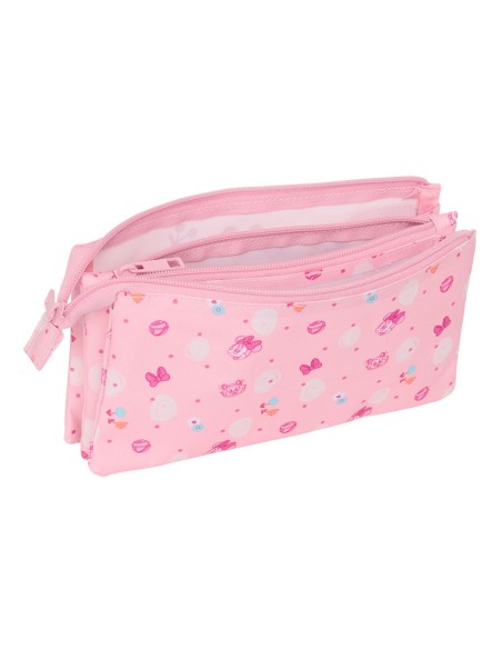 Trousse Fourre-Tout Triple Minnie Mouse Baby Rose 22 x 12 x 3 cm