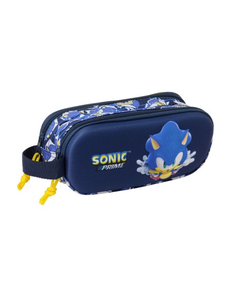 Trousse Fourre-Tout Double Sonic City Bleu 21 x 8 x 6 cm 3D