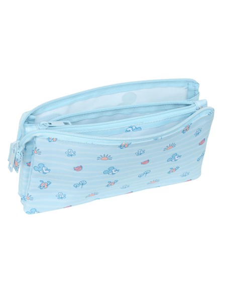 Trousse Fourre-Tout Triple Mickey Mouse Clubhouse Baby Bleu clair 22 x 12 x 3 cm
