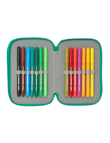 Pochette à crayons triple Real Betis Balompié Aigue marine 12,5 x 19,5 x 5,5 cm 37 Pièces