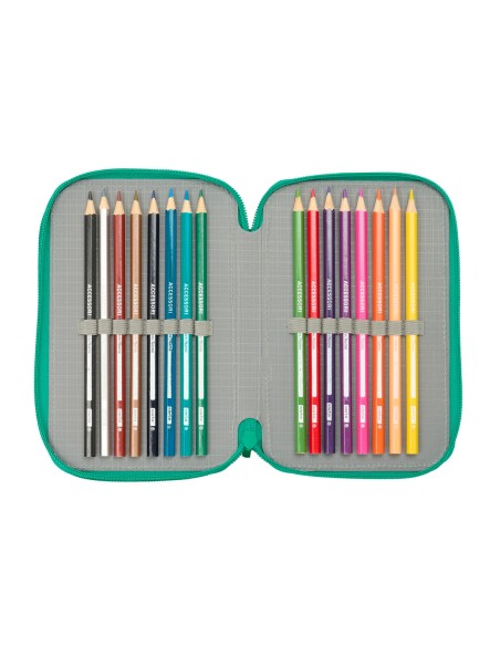 Pochette à crayons triple Real Betis Balompié Aigue marine 12,5 x 19,5 x 5,5 cm 37 Pièces