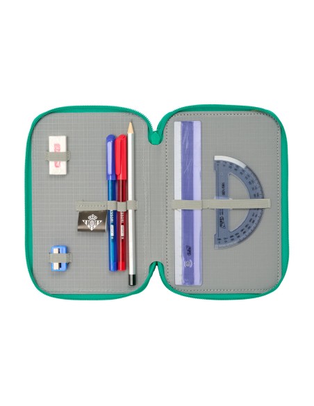 Pochette à crayons triple Real Betis Balompié Aigue marine 12,5 x 19,5 x 5,5 cm 37 Pièces