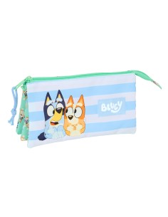 Trousse Fourre-Tout Triple Bluey Sisters Vert 22 x 12 x 3 cm