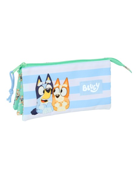 Trousse Fourre-Tout Triple Bluey Sisters Vert 22 x 12 x 3 cm
