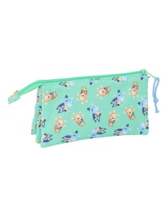 Trousse Fourre-Tout Triple Bluey Sisters Vert 22 x 12 x 3 cm 2