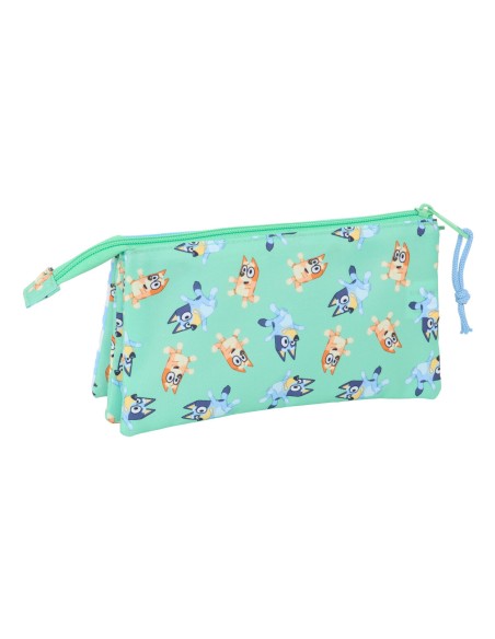 Trousse Fourre-Tout Triple Bluey Sisters Vert 22 x 12 x 3 cm