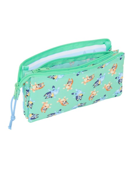 Trousse Fourre-Tout Triple Bluey Sisters Vert 22 x 12 x 3 cm