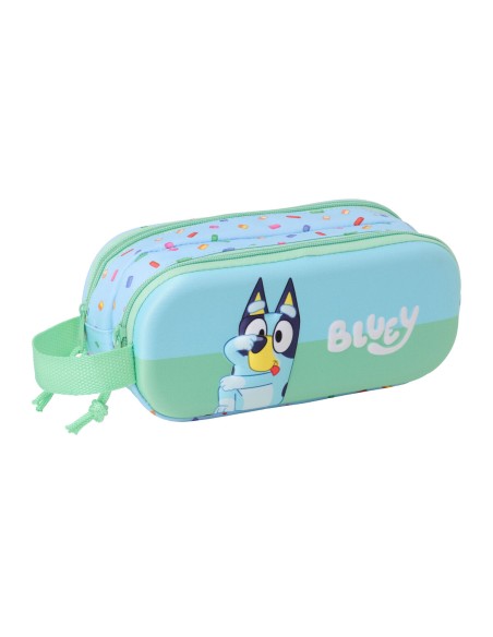 Trousse Fourre-Tout Double Bluey Bleu 21 x 8 x 6 cm