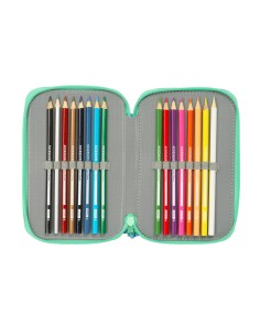 Trousse Fourre-Tout Triple Bluey Sisters Vert Eau 12,5 x 19,5 x 5,5 cm 37 Pièces 2
