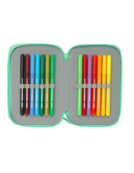 Trousse Fourre-Tout Triple Bluey Sisters Vert Eau 12,5 x 19,5 x 5,5 cm 37 Pièces