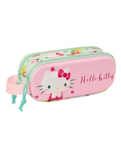 Trousse Fourre-Tout Double Hello Kitty Vert Rose 21 x 8 x 6 cm 3D