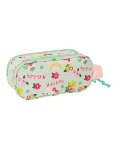 Trousse Fourre-Tout Double Hello Kitty Vert Rose 21 x 8 x 6 cm 3D 2