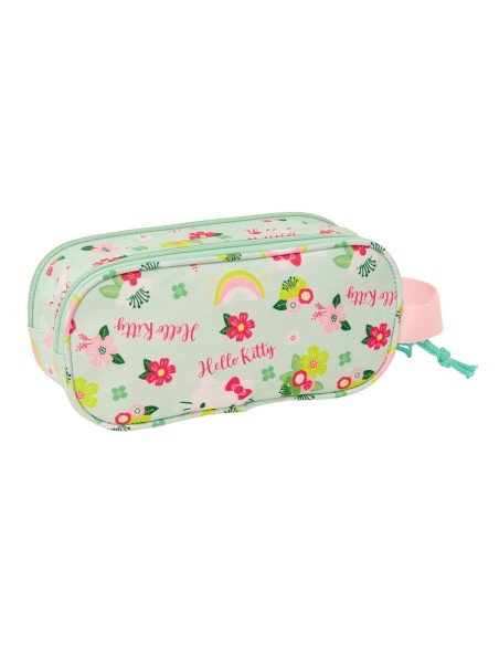 Trousse Fourre-Tout Double Hello Kitty Vert Rose 21 x 8 x 6 cm 3D