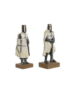 Figurine Décorative Home ESPRIT Blanc Argenté Résine 10 x 8 x 25 cm (2 Unités)