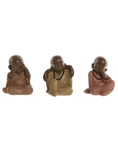 Figurine Décorative Home ESPRIT Orange Corail Citron Résine Moine Oriental 8,5 x 7 x 9,7 cm (3 Unités)