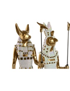 Figurine Décorative Home ESPRIT Blanc Doré Résine Oriental Égyptien 7 x 11,5 x 36 cm (2 Unités) 2