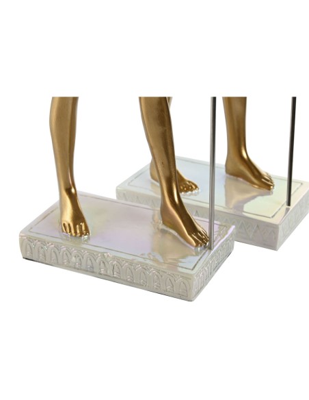 Figurine Décorative Home ESPRIT Blanc Doré Résine Oriental Égyptien 7 x 11,5 x 36 cm (2 Unités)