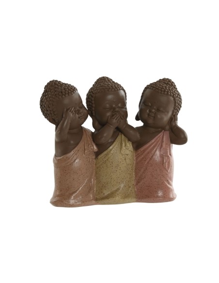 Figurine Décorative Home ESPRIT Orange Corail Citron Résine Buda Oriental 15,5 x 6 x 13 cm