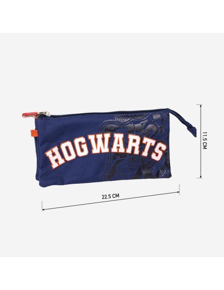 Trousse Fourre-Tout Triple Harry Potter Howarts 22,5 x 2 x 11,5 cm Bleu foncé