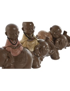 Figurine Décorative Home ESPRIT Marron Orange Corail Citron Résine Moine Oriental 13 x 6 x 12,5 cm (3 Unités) 2