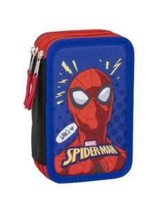 Pochette à crayons triple Spider-Man Bleu 12,5 x 6,5 x 19,5 cm
