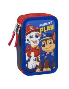 Pochette à crayons triple The Paw Patrol Bleu 12,5 x 6,5 x 19,5 cm