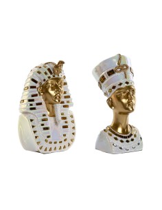 Figurine Décorative Home ESPRIT Blanc Doré Résine Oriental Égyptien 11 x 8,5 x 17 cm (2 Unités)