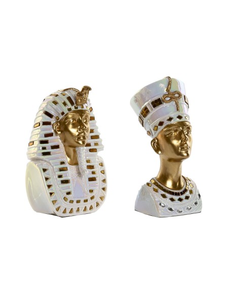 Figurine Décorative Home ESPRIT Blanc Doré Résine Oriental Égyptien 11 x 8,5 x 17 cm (2 Unités)