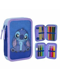 Trousse d'écolier Stitch Bleu 12,5 x 19,5 x 4,5 cm 2