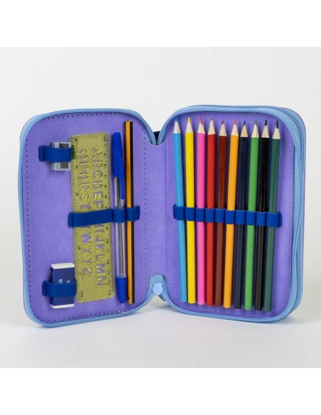 Trousse d'écolier Stitch Bleu 12,5 x 19,5 x 4,5 cm