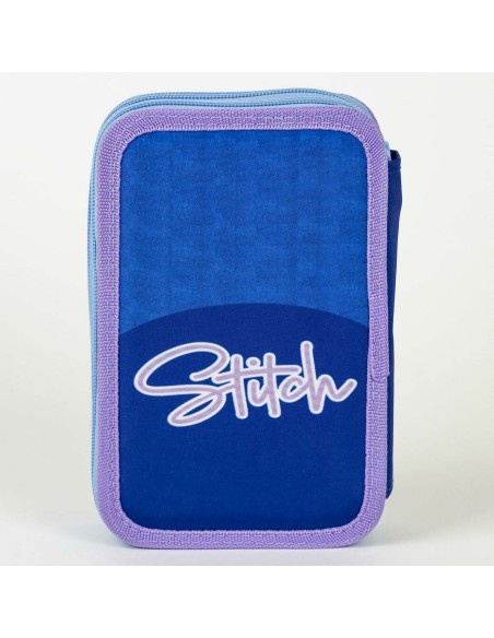 Trousse d'écolier Stitch Bleu 12,5 x 19,5 x 4,5 cm