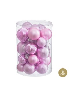Boules de Noël Rose Plastique (27 Unités)