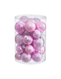 Boules de Noël Rose Plastique (27 Unités) 2