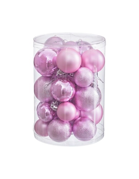 Boules de Noël Rose Plastique (27 Unités)