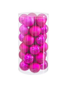 Boules de Noël Fuchsia Plastique Ø 6 cm (30 Unités) 2