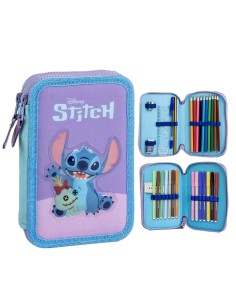 Trousse Scolaire avec Accessoires Stitch Violet 41 x 58 x 3 cm