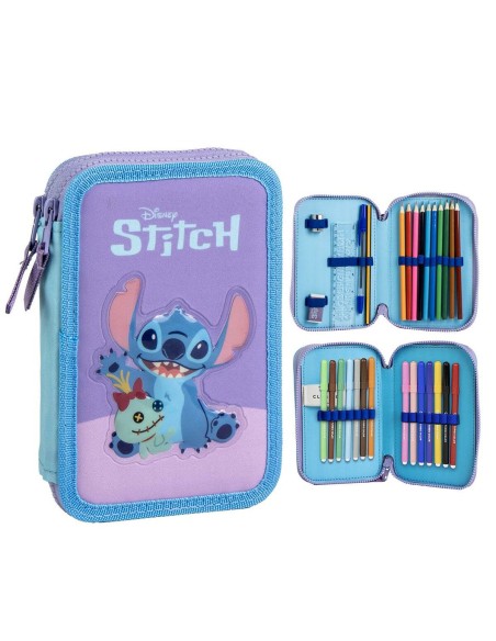 Trousse Scolaire avec Accessoires Stitch Violet 41 x 58 x 3 cm