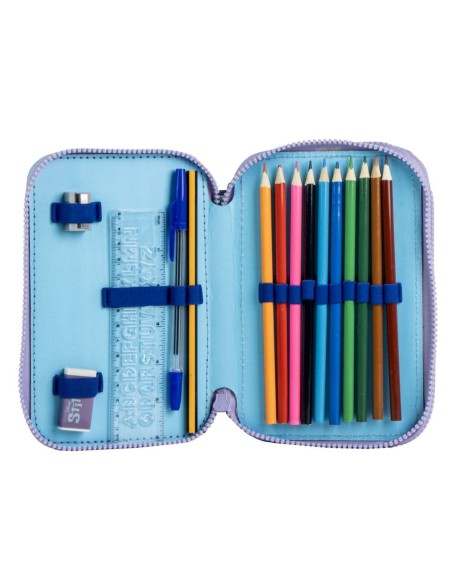 Trousse Scolaire avec Accessoires Stitch Violet 41 x 58 x 3 cm