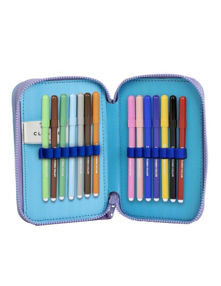 Trousse Scolaire avec Accessoires Stitch Violet 41 x 58 x 3 cm